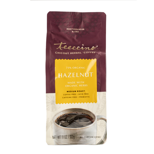 Teeccino Chicory Herbal Coffee 75% Organic Hazelnut Medium Roast 312g