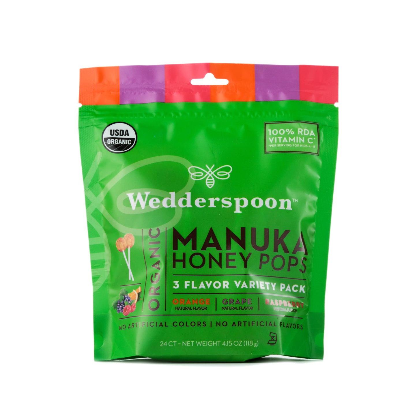 Wedderspoon Organic Manuka Honey Pops 3 Flavor Variety Pack 118g