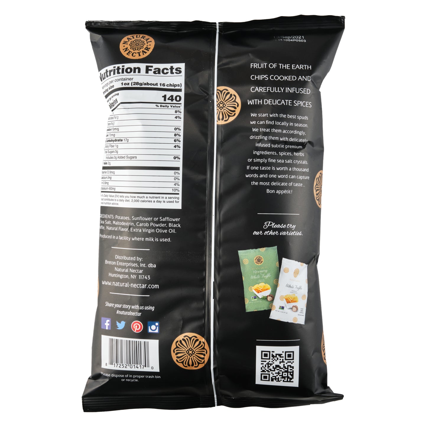 Natural Nectar Potato Chips Black Truffle 142g