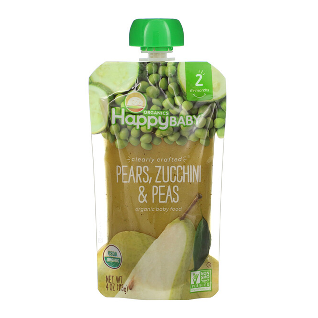 Happy Baby Clearly Crafted Pears, Zucchini & Peas Stage 2 113g
