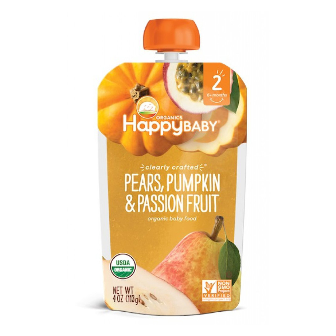 Happy Baby Clearly Crafted Pears, Pumpkin & Passion Fruit Stage 2 113g