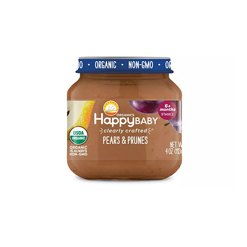 Happy Baby Clearly Crafted Pears and Prunes Jar Stage 2 113g