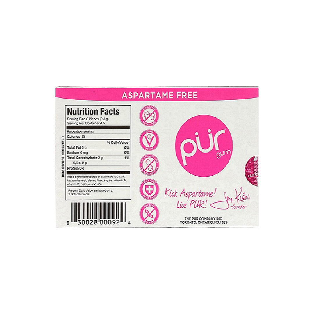 Pur Gum Pomegranate Mint 9 Chewing Gum Pieces