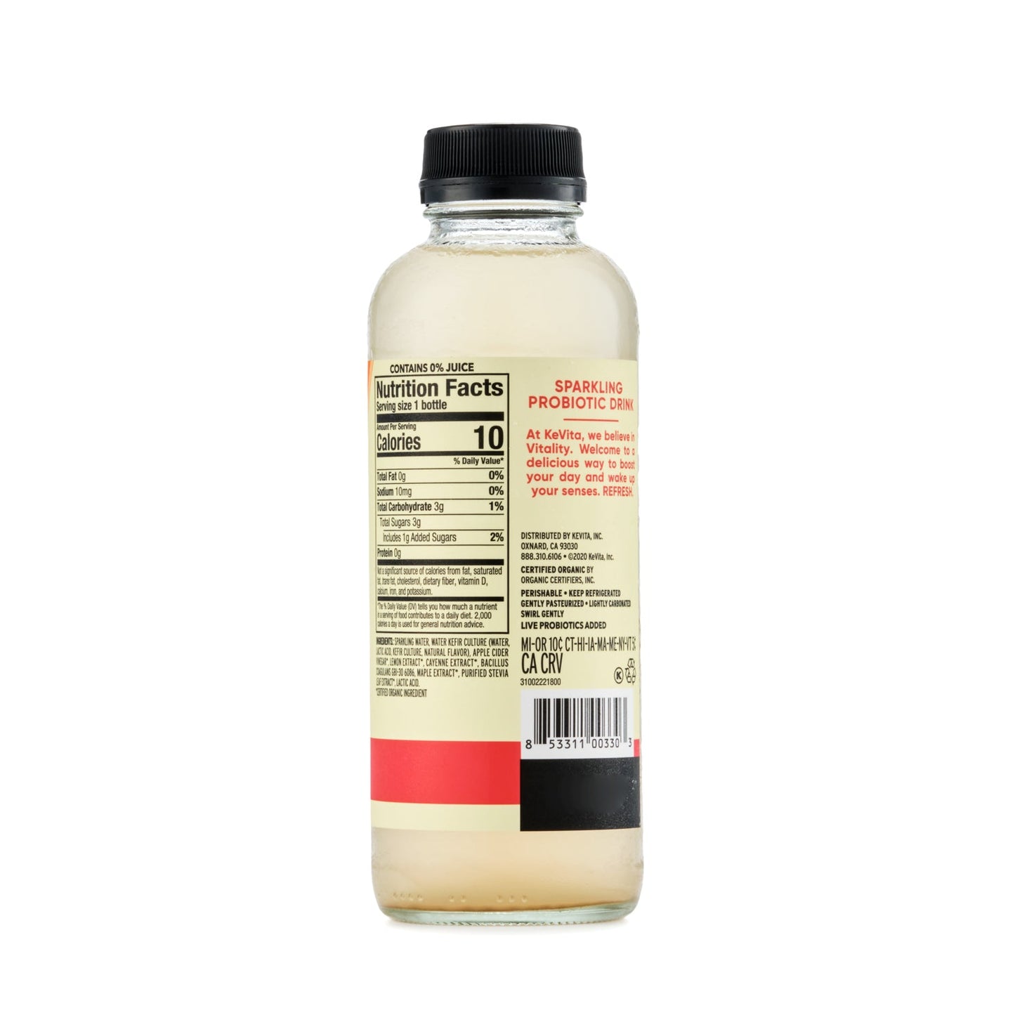Chilled Kevita Sparkling Probiotic Drink Lemon Cayenne 450ml