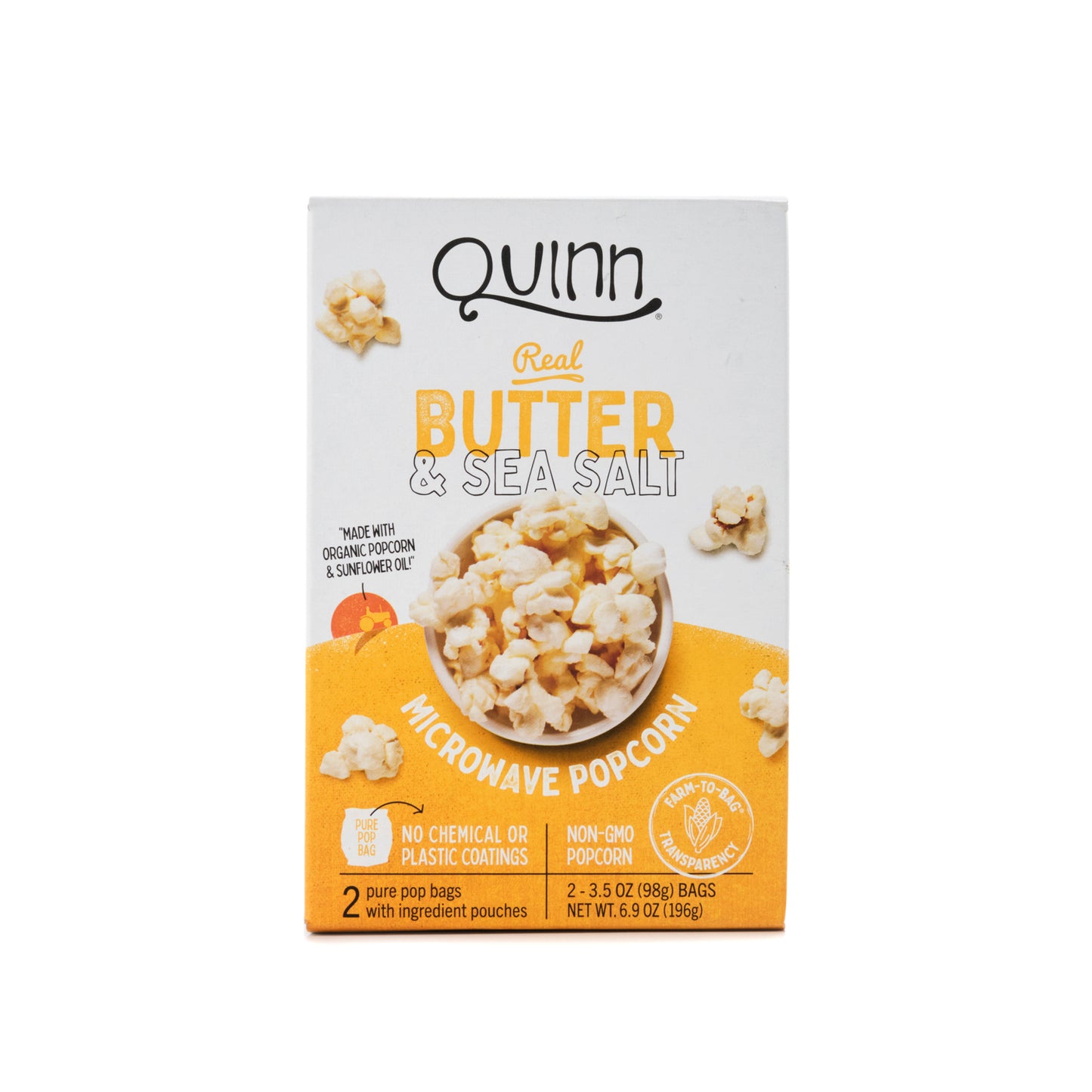 Quinn Butter & Sea Salt Microwave Popcorn 196g (2 x 98g bags)