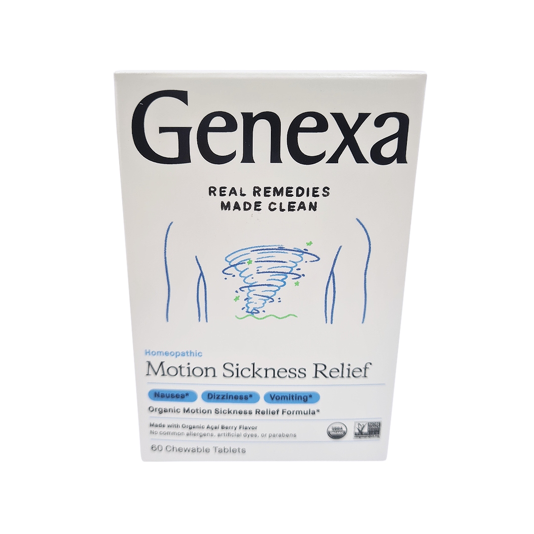 Genexa Organic Motion Sickness Relief 60 Chewable Tablets with Organic Acai Berry Flavor