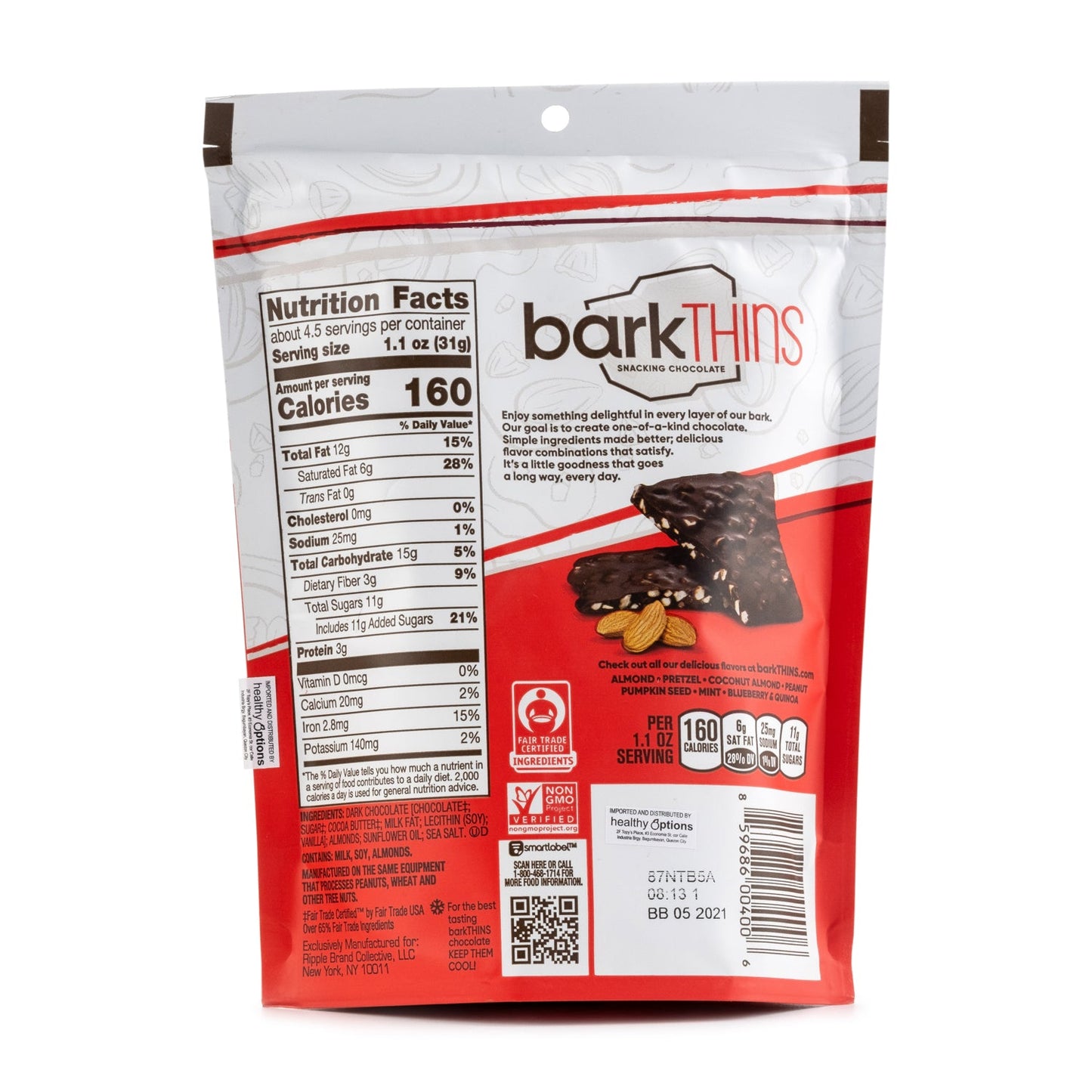 Bark Thins Dark Chocolate Almond With Sea Salt 133g