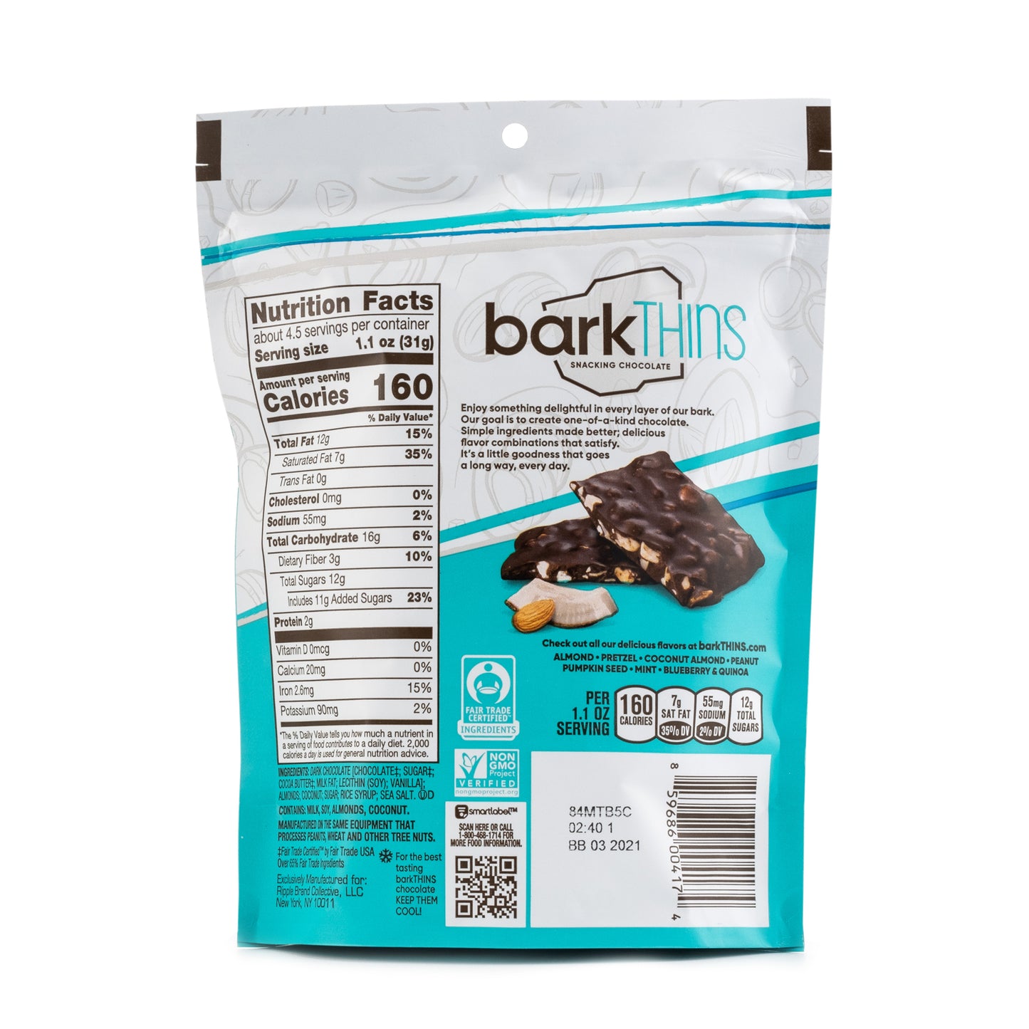 Bark Thins Dark Chocolate Coconut with Almonds 133g