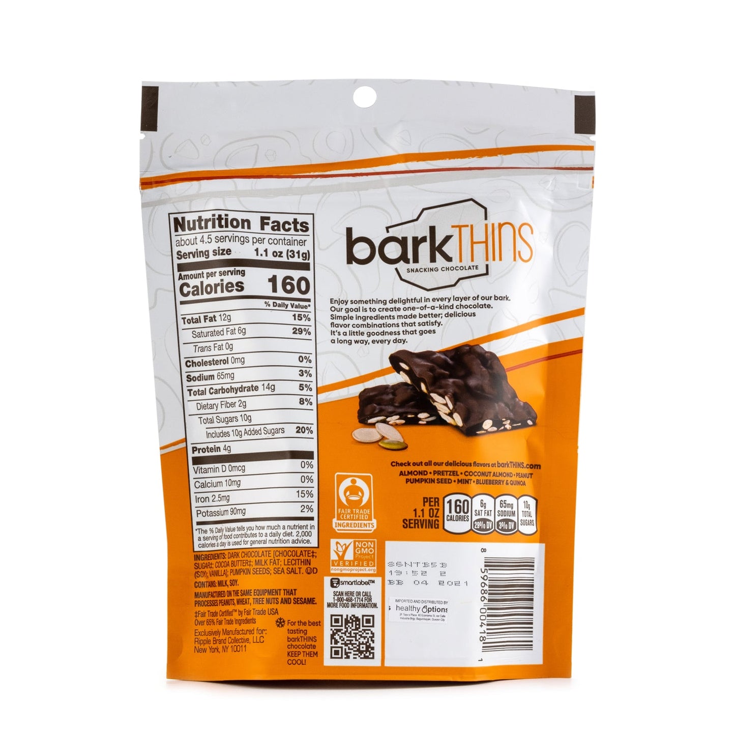 Bark Thins Dark Chocolate Pumpkin Seed with Sea Salt 133g