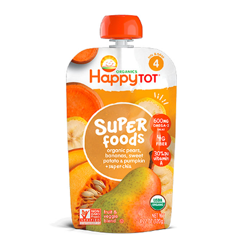 Happy Tot Super Foods Organic Pears, Bananas, Sweet Potato & Pumpkin Stage 4 120g