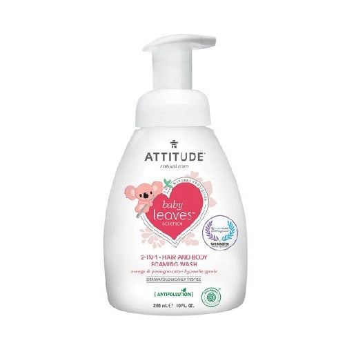 Attitude Baby Leaves 2-in-1 Hair and Body Foaming Wash Orange & Pomegranate 295ml