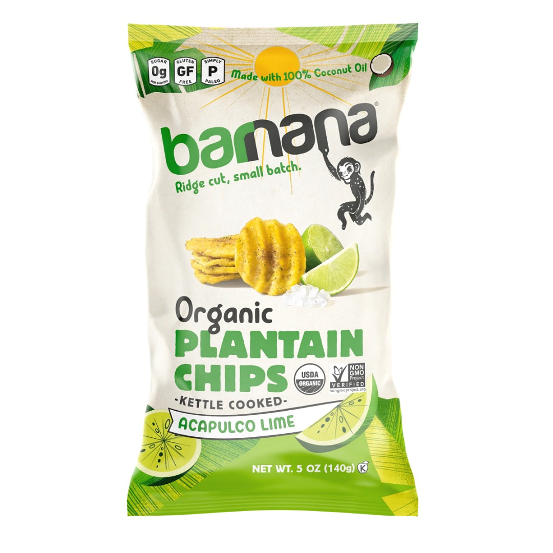 Barnana Organic Ridged Plantain Chips Acapulco Lime 140g