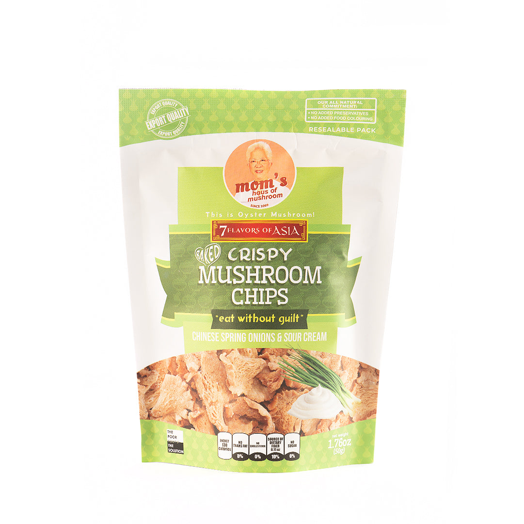 7 Flavors Of Asia Baked Crispy Mushroom Chips Chinese Spring Onions and Sour Cream 50g