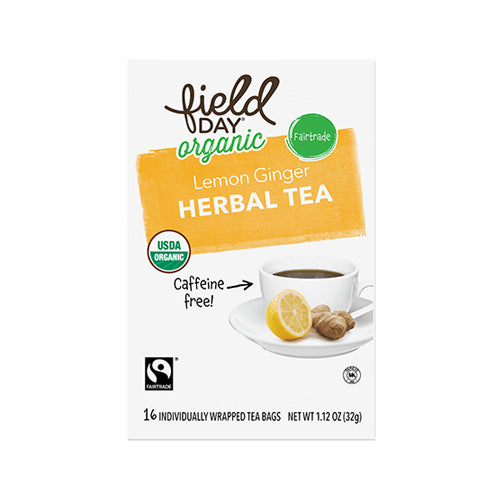 Field Day Organic Lemon Ginger Herbal Tea 16 tea bags