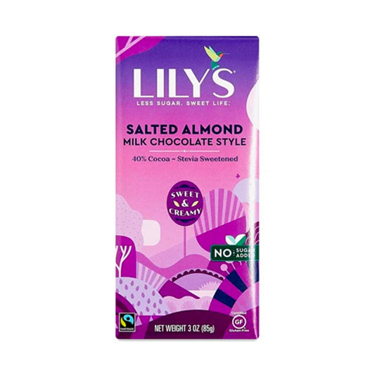 Lily's Sweets Salted Almond Milk Chocolate Bar 40% Cocoa 85g