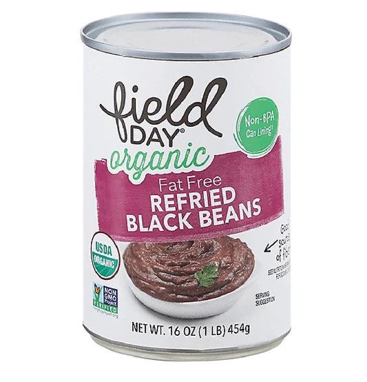 Field Day Organic Black Refried Beans 454g
