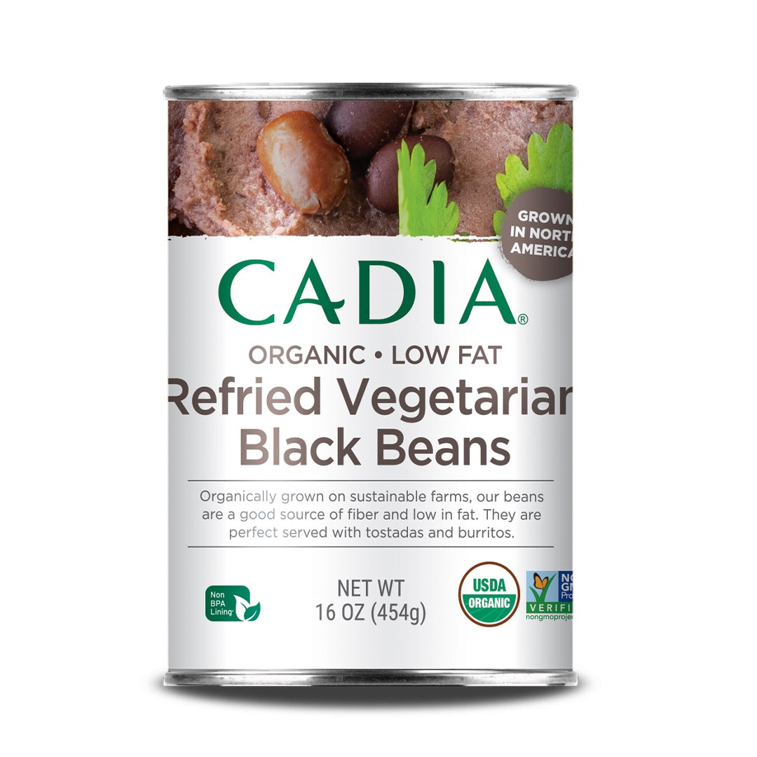 Cadia Organic Low Fat Refried Vegetarian Black Beans 454g