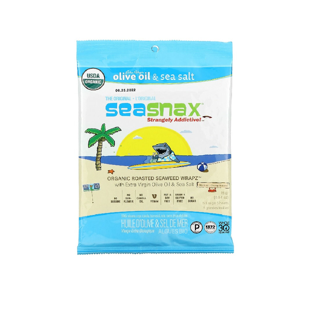 SeaSnax Classic Olive Lightly Roasted and Seasoned Seaweed 15g