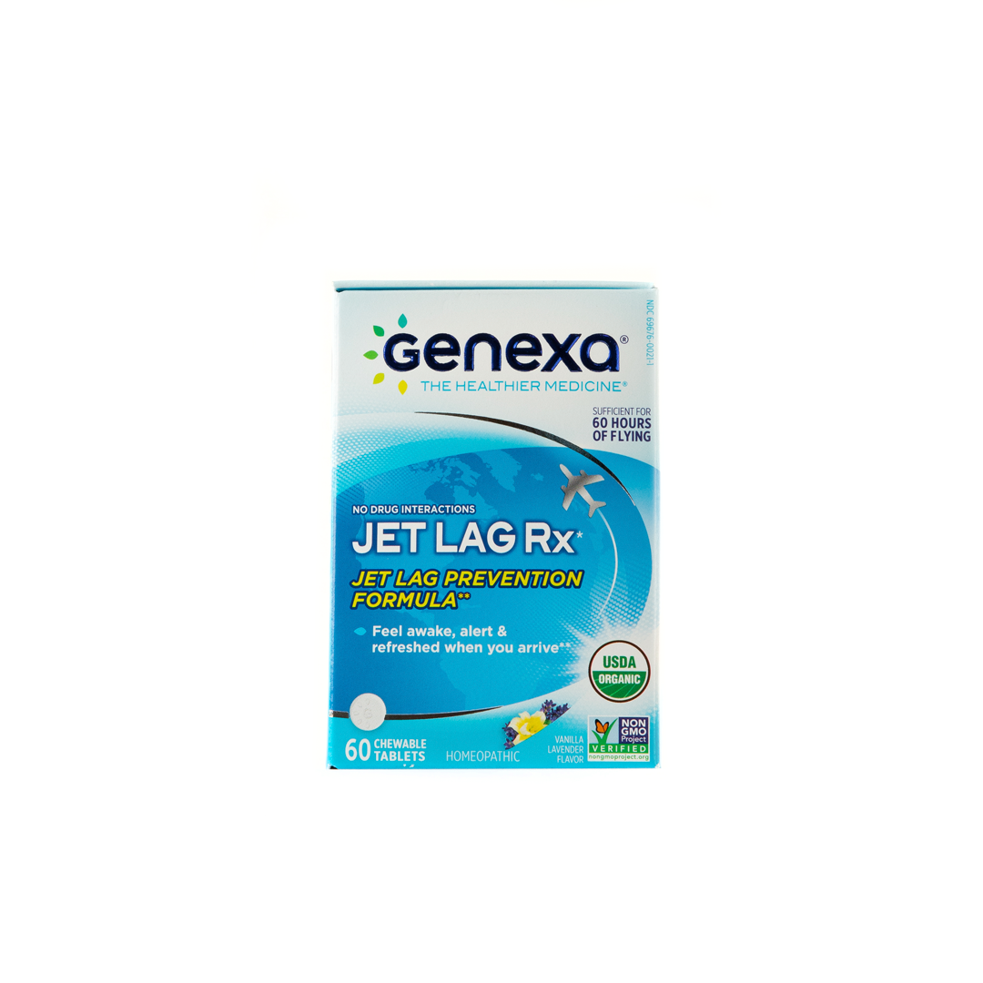 Genexa Organic Jet Lag Prevention 60 Chewable Tablets with Organic Vanilla Lavender Flavor