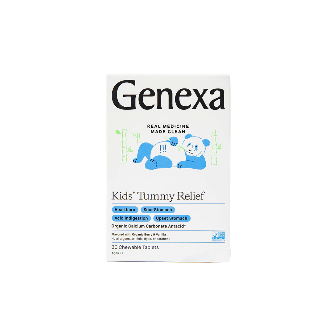 Genexa Kid's Tummy Relief 30 Chewable Tablets Flavored with Organic Berry and Vanilla