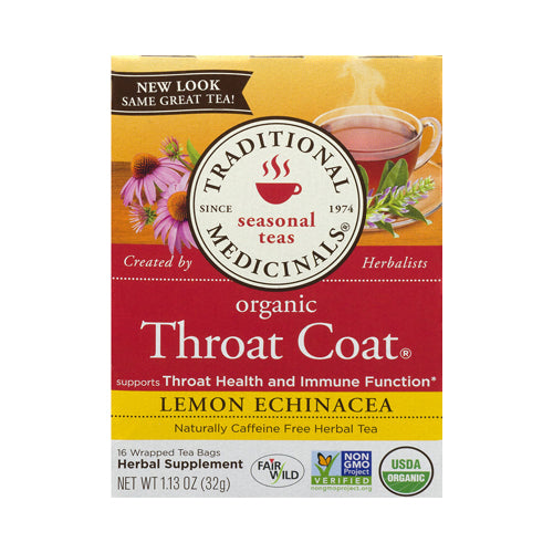 Traditional Medicinals Organic Throat Coat Lemon Echinacea 16 Tea Bags