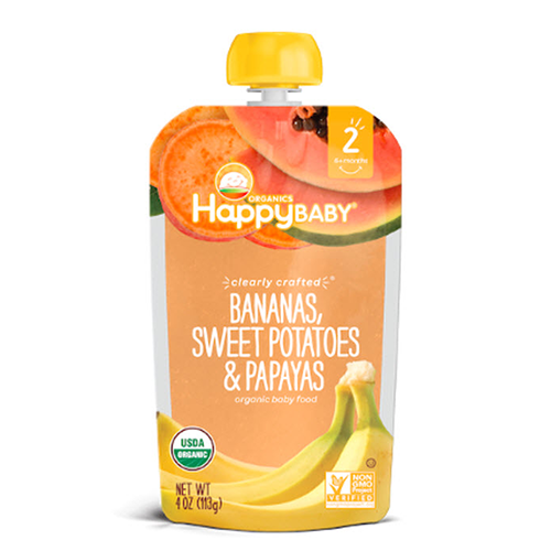 Happy Baby Clearly Crafted Bananas, Sweet Potatoes & Papayas Stage 2 113g