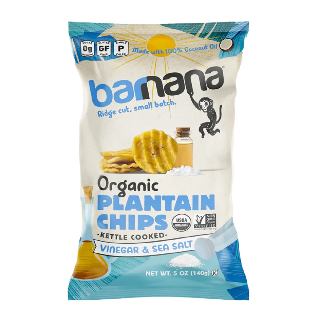 Barnana Organic Ridged Plantain Chips Sea Salt & Vinegar 140g