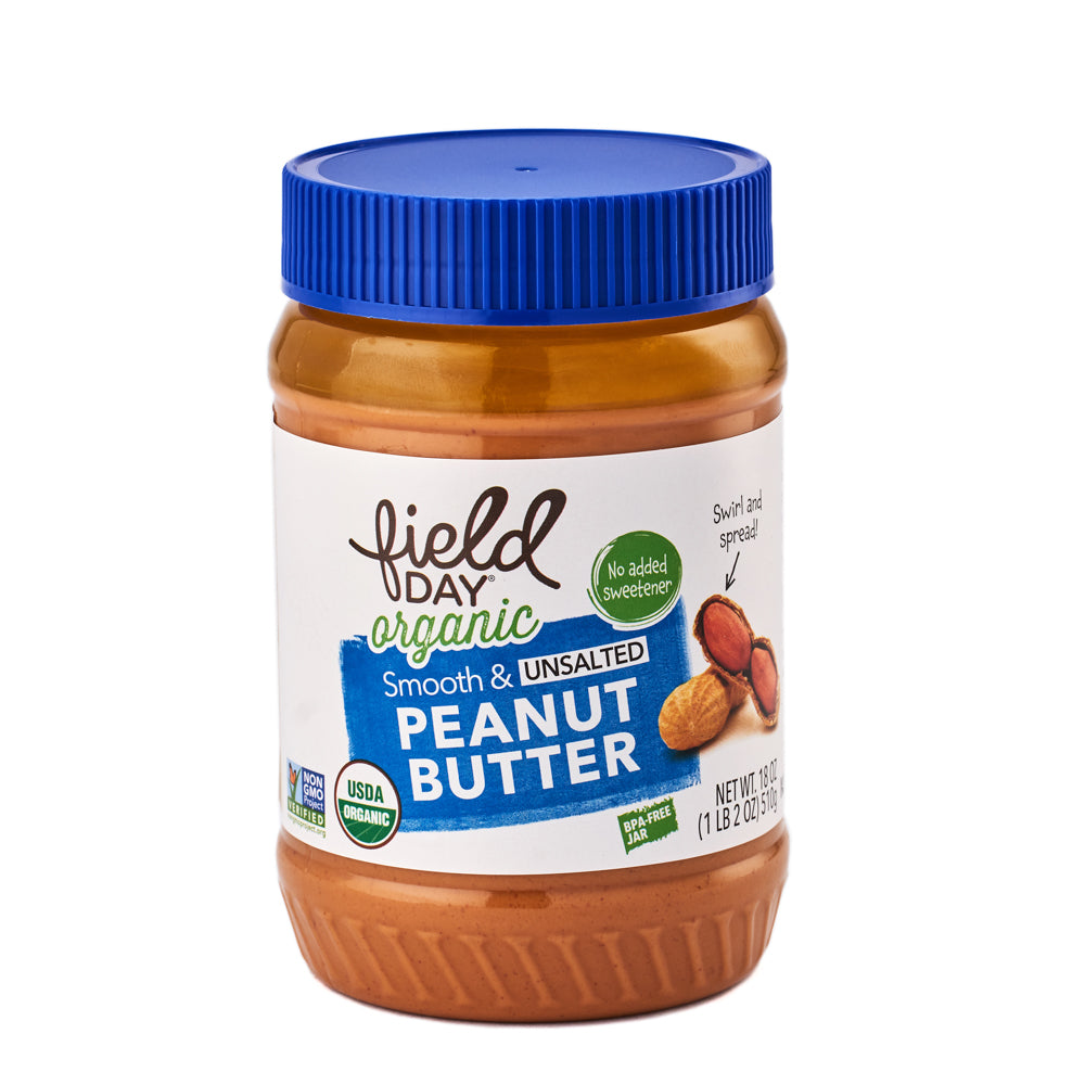 Field Day Organic Smooth & Unsalted Peanut Butter 510g