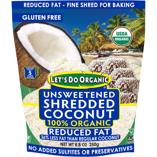 Let's Do Organic Unsweetened Shredded Coconut Reduced Fat 250g
