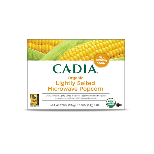 Cadia Organic Lightly Salted Microwave Popcorn 281g (3 x 94g bags)