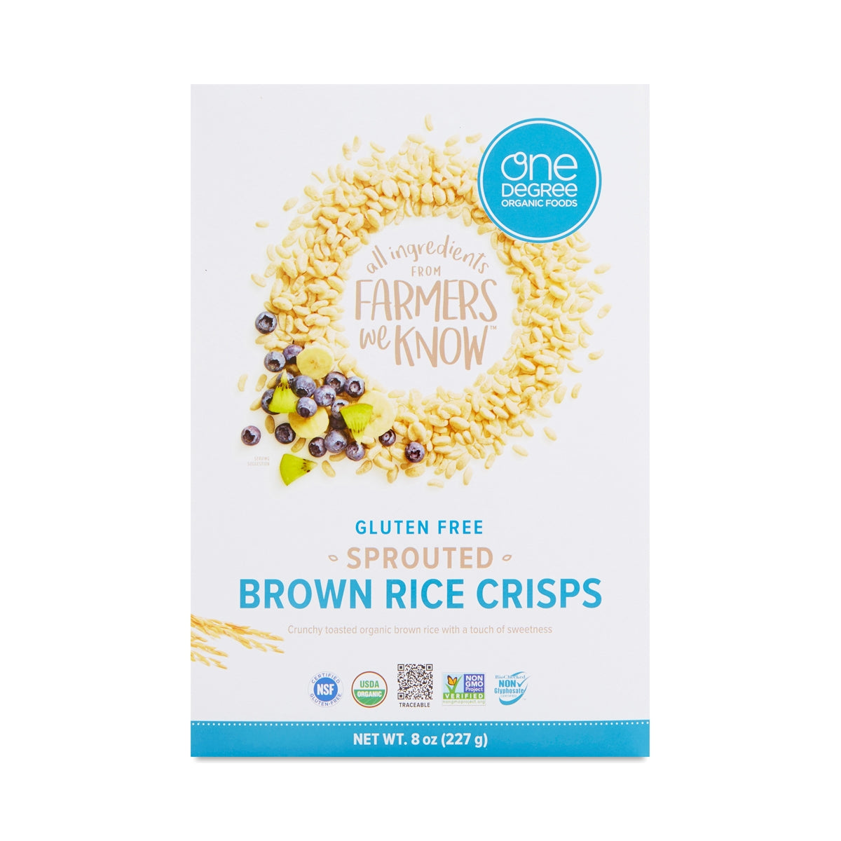 One Degree Organic Sprouted Brown Rice Crisps Cereal 227g