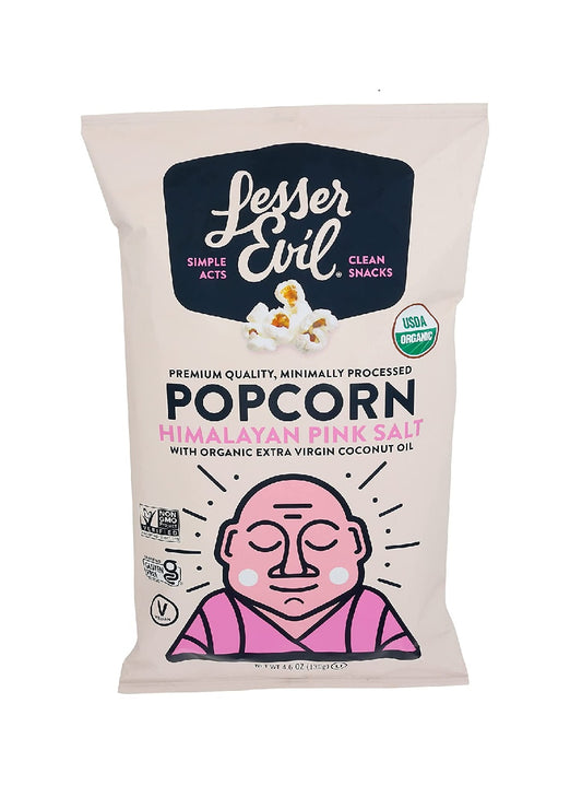Lesser Evil Organic Gluten-Free Himalayan Pink Salt Popcorn 130g