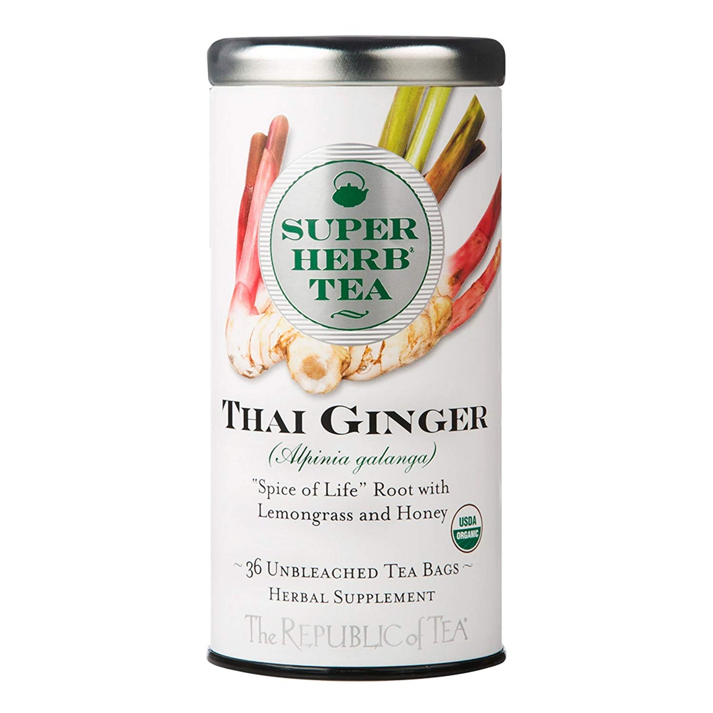 Republic Of Tea Organic Super Herb Tea Thai Ginger 36 Tea Bags