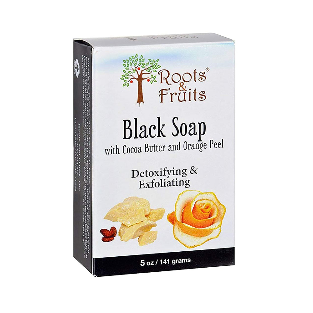Roots & Fruits Black Soap with Cocoa Butter & Orange Peel 141g