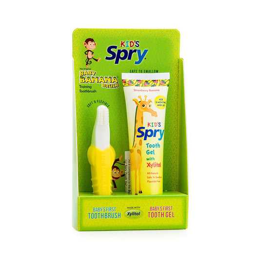 Spry Strawberry Banana Toothgel and Toothbrush Kit