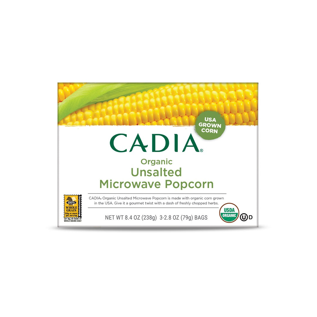 Cadia Organic Unsalted Microwave Popcorn 238g (3 x 79g bags)